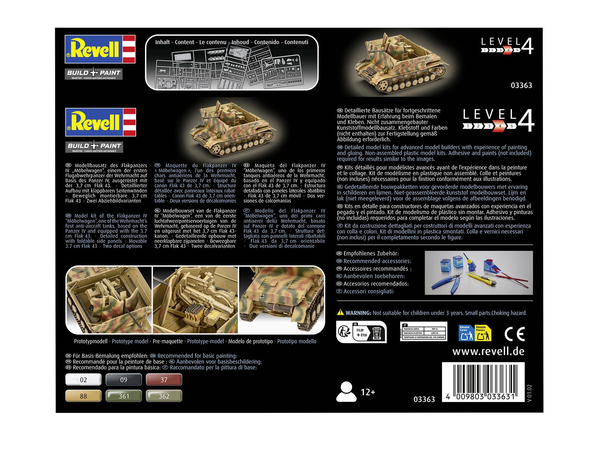 Maquette militaire Revell 03363 Flakpanzer IV - "Möbelwagen" 3,7 cm Flak 43