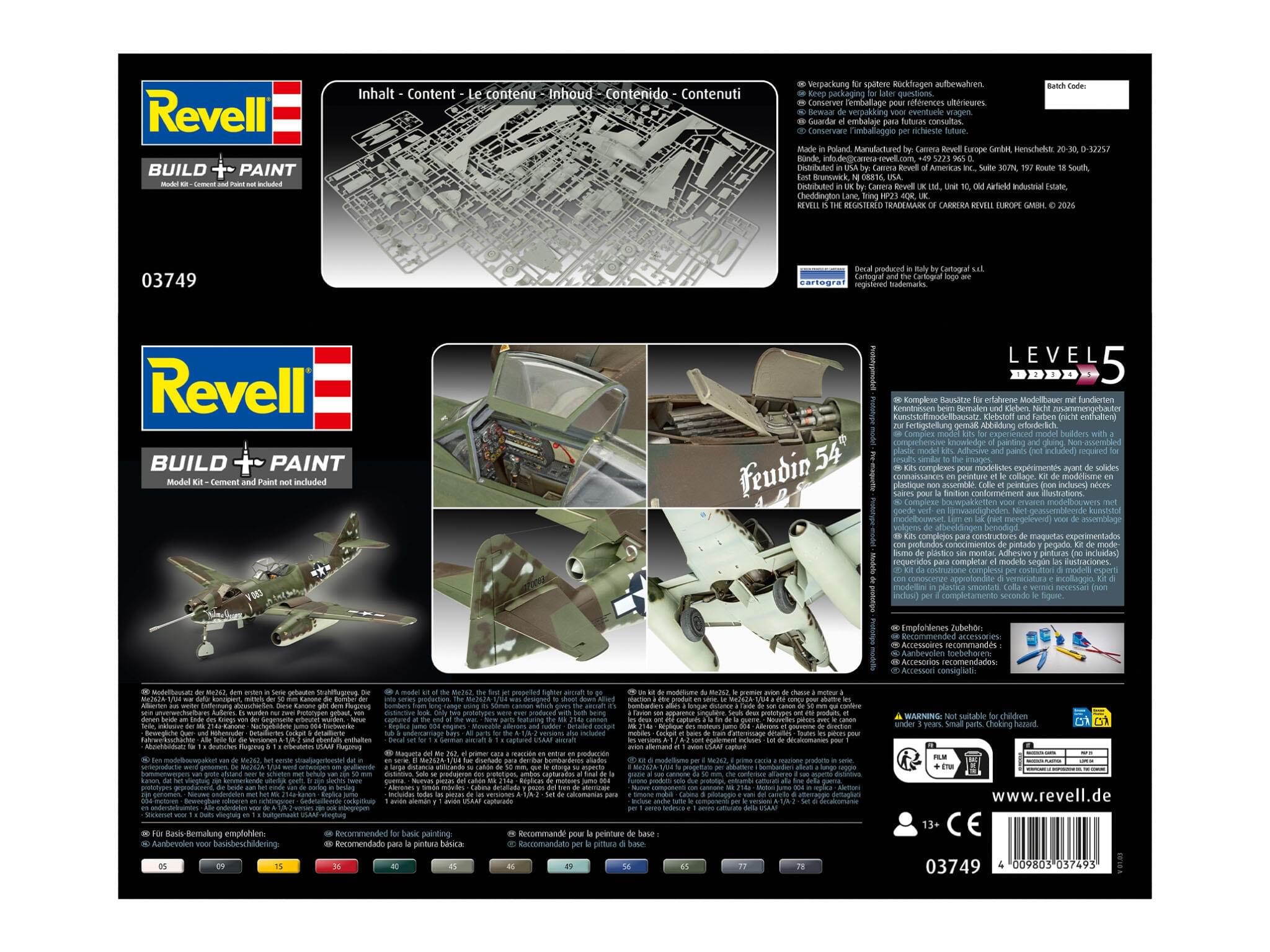 Maquette avion Revell 03749 Messerschmitt Me262A-1a/U4