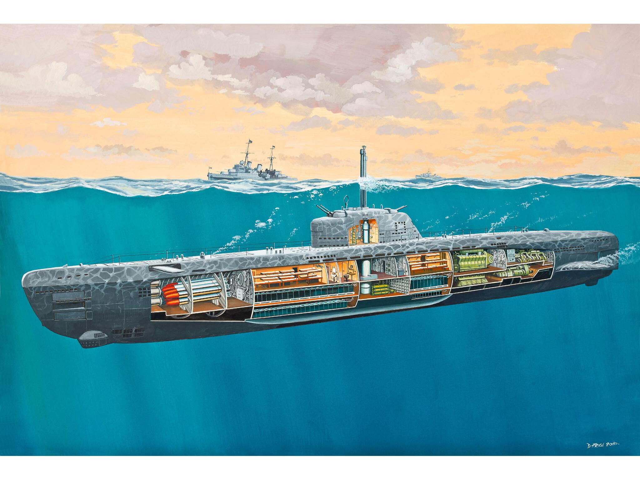 Maquette sous marin Revell 05078 U-BOAT TYP XXI U 2540 avec intérieur
