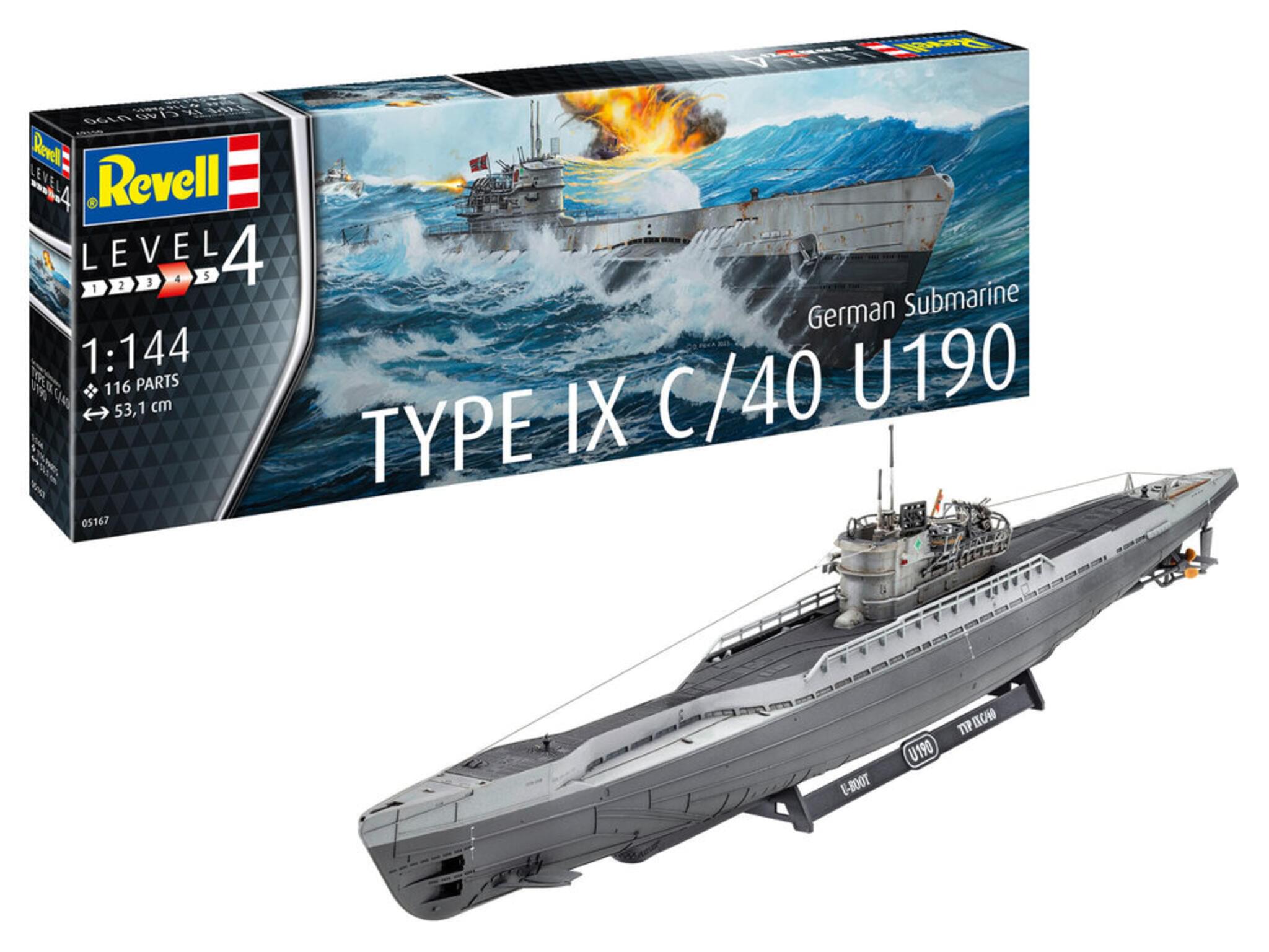 Maquette bateau Revell 05167 Sous-marin allemand Type IX C/40 (U190)