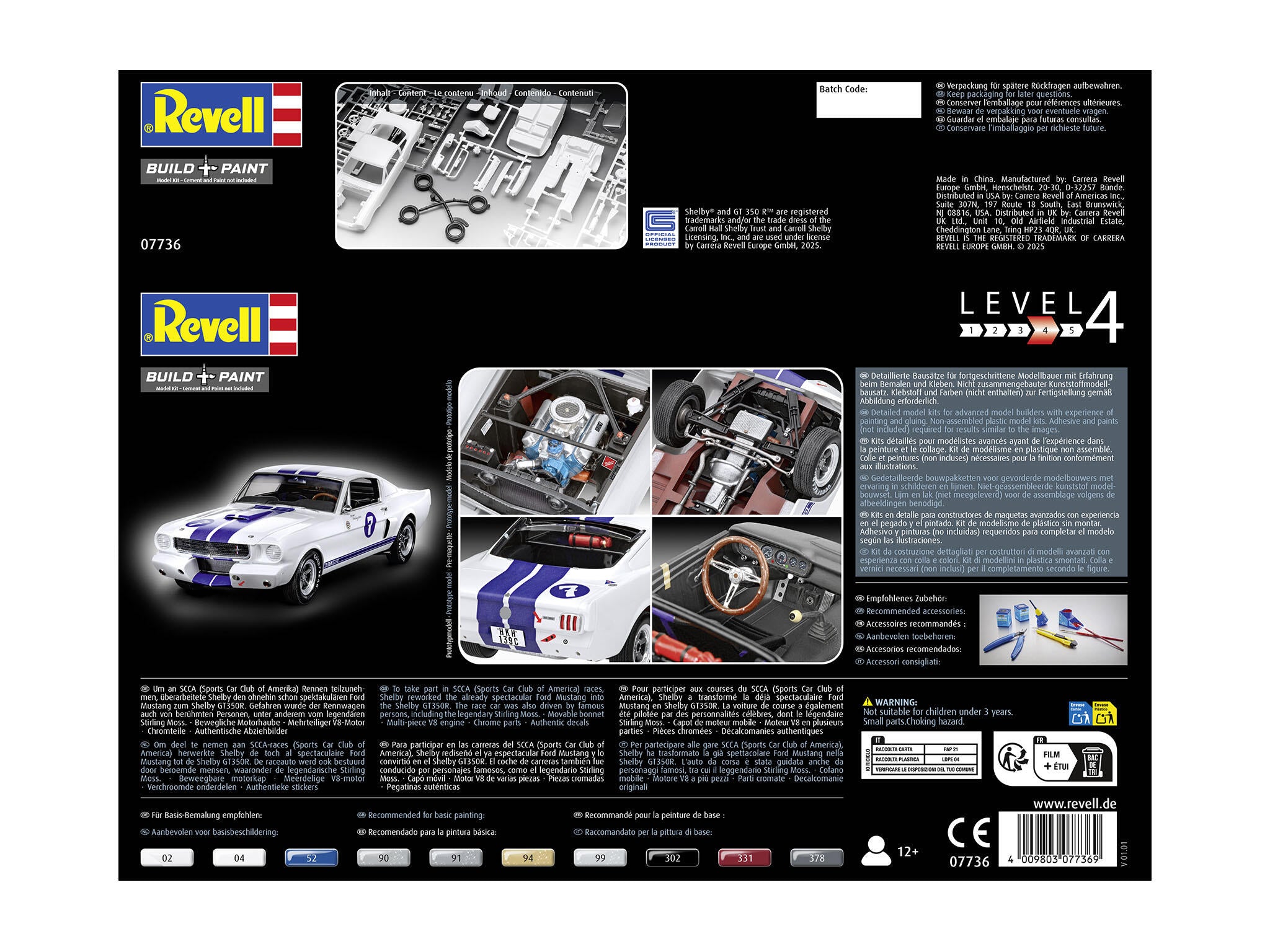 Maquette voiture 07736 Revell 1966 Shelby GT 350 R "Stirling Moss"