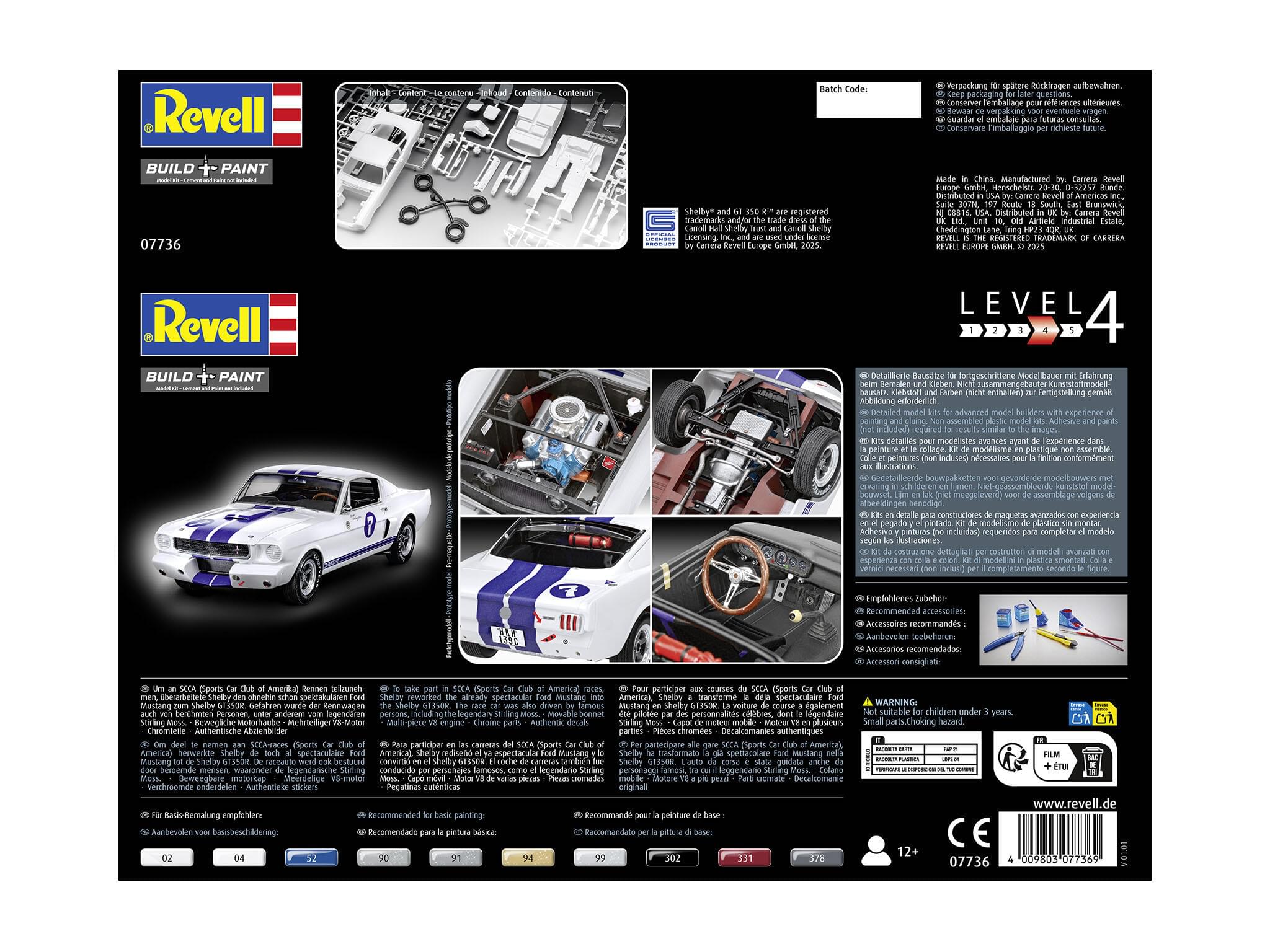 Maquette voiture 07736 Revell 1966 Shelby GT 350 R "Stirling Moss"