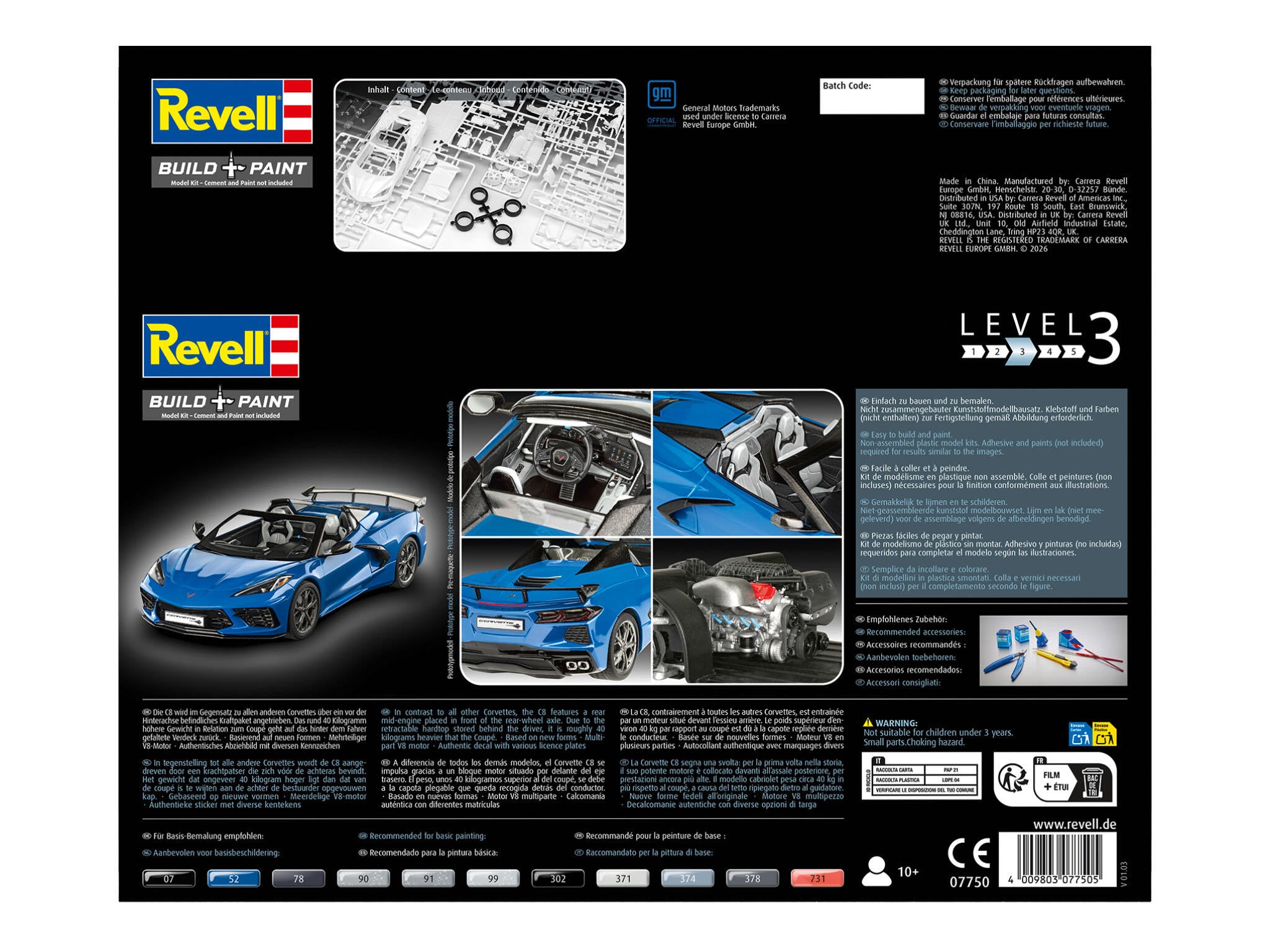 Maquette voiture Revell 07750 Corvette C8 Cabriolet