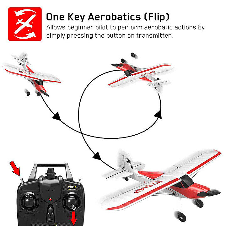 Avion de début télécommandé V761-4 Volantex SPORT CUB 500 4CH avec stabilisateur de vol