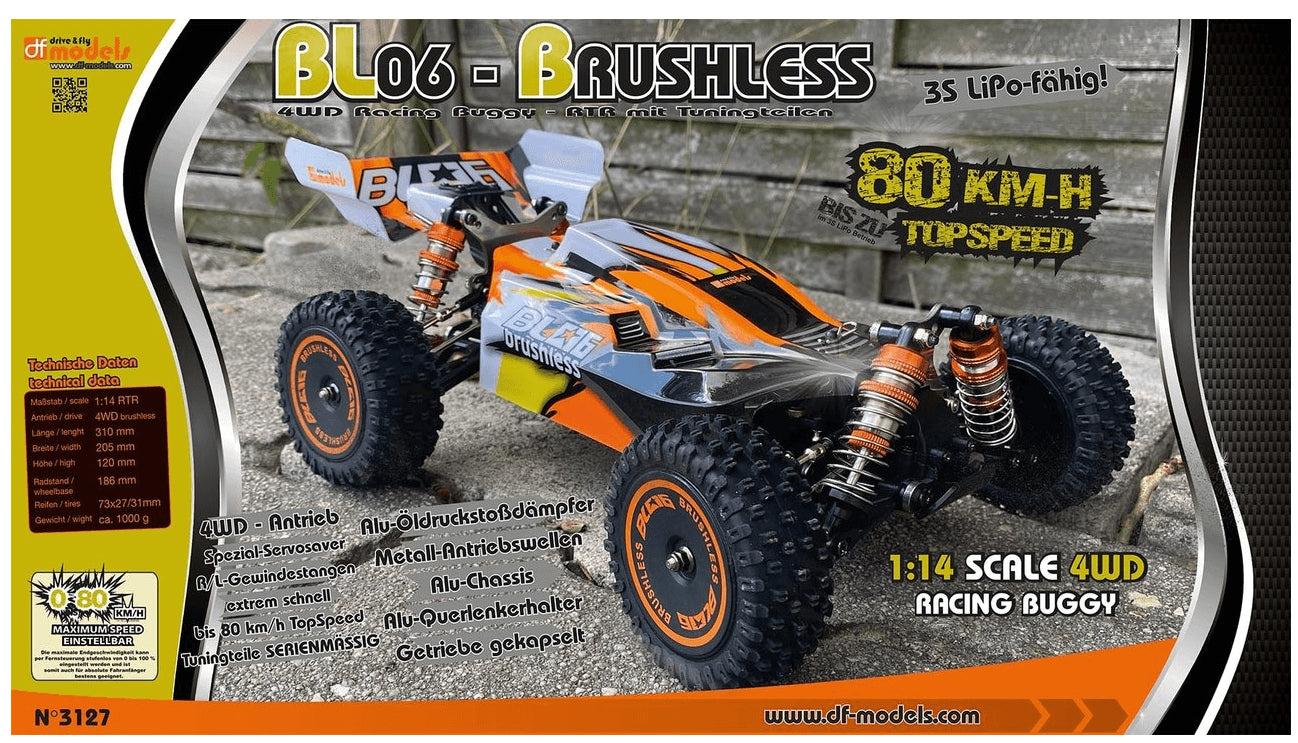DF Models Buggy RC BL06 Brushless RTR 1/14 - 80km/h 4WD 144010 DF 3127