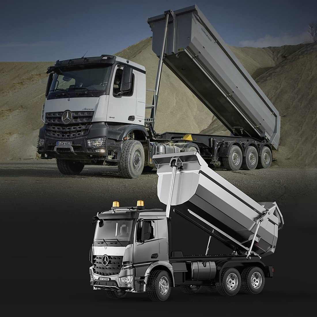 Camion Benne en métal Mercedes Benz Arocs 1/20 E590-003