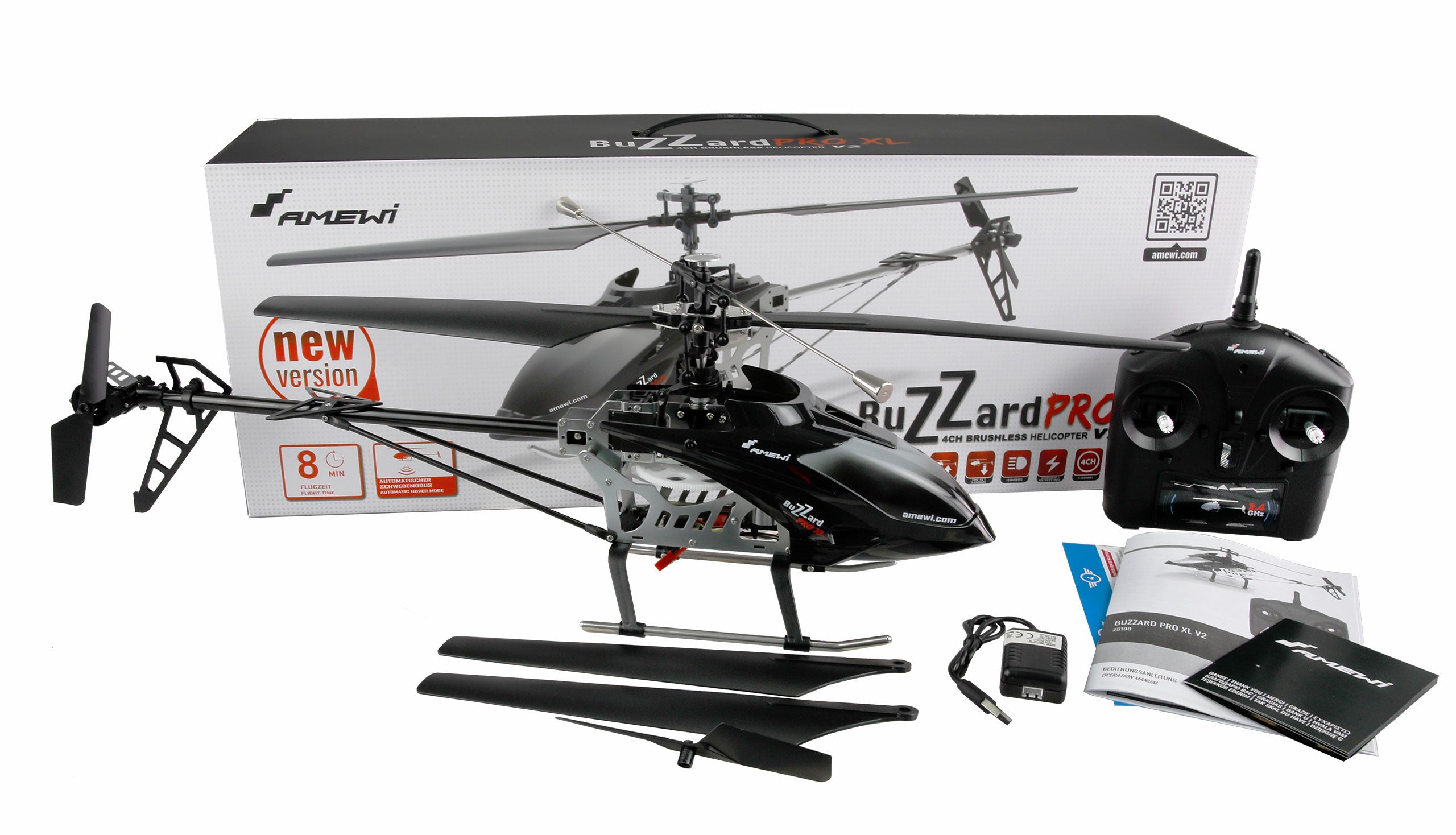 Hélicoptère RC Buzzard Pro XL V2 Brushless 4 voies