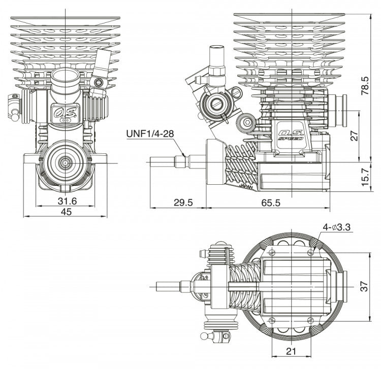 Ensemble moteur complet pour buggy O.S.SPEED B2105 3,5 cc - OS1EK01