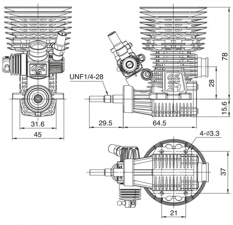 Moteur thermique Adam Drake 3 tout-terrain O.S. SPEED B21 - OS1CJ00