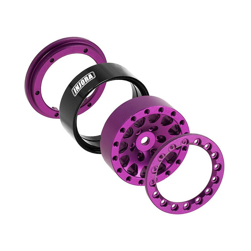 4 jantes Beadlock en aluminium violet INJORA 1,3 pour crawler RC 1/24, 1/18 - YQW-1311PU"