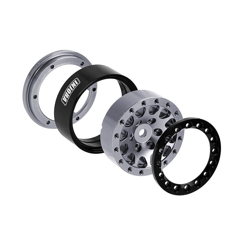 4 jantes Beadlock en aluminium gris anodisé INJORA 1,3 pour crawler RC 1/24, 1/18 - YQW-1311BG"