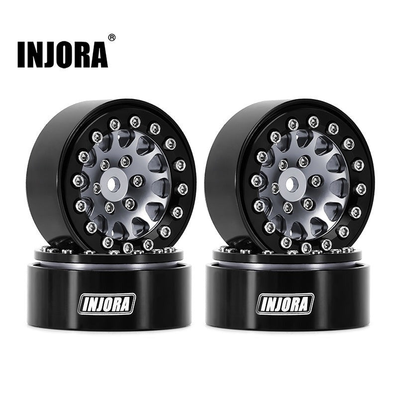 4 jantes Beadlock en aluminium gris anodisé INJORA 1,3 pour crawler RC 1/24, 1/18 - YQW-1311BG"