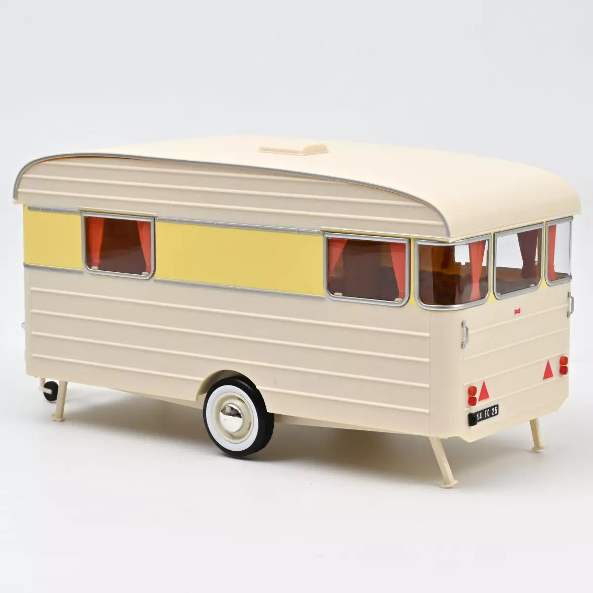 Voiture miniature collection 1/18 Citroën DS 19 1960 Jaune Jonquille + Caravane Digue Panoramique Norev 181762
