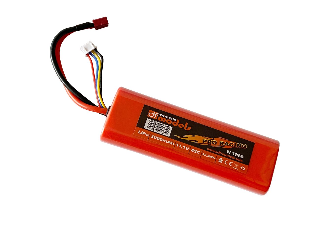 Batterie Lipo 3S 11,1V 3000mAh 45C prise Dean - DF Models 1865 - Breizh Modélisme.