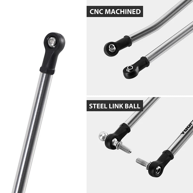 Kit de biellettes en acier inoxydable à grand dégagement Injora pour SCX30 1/30