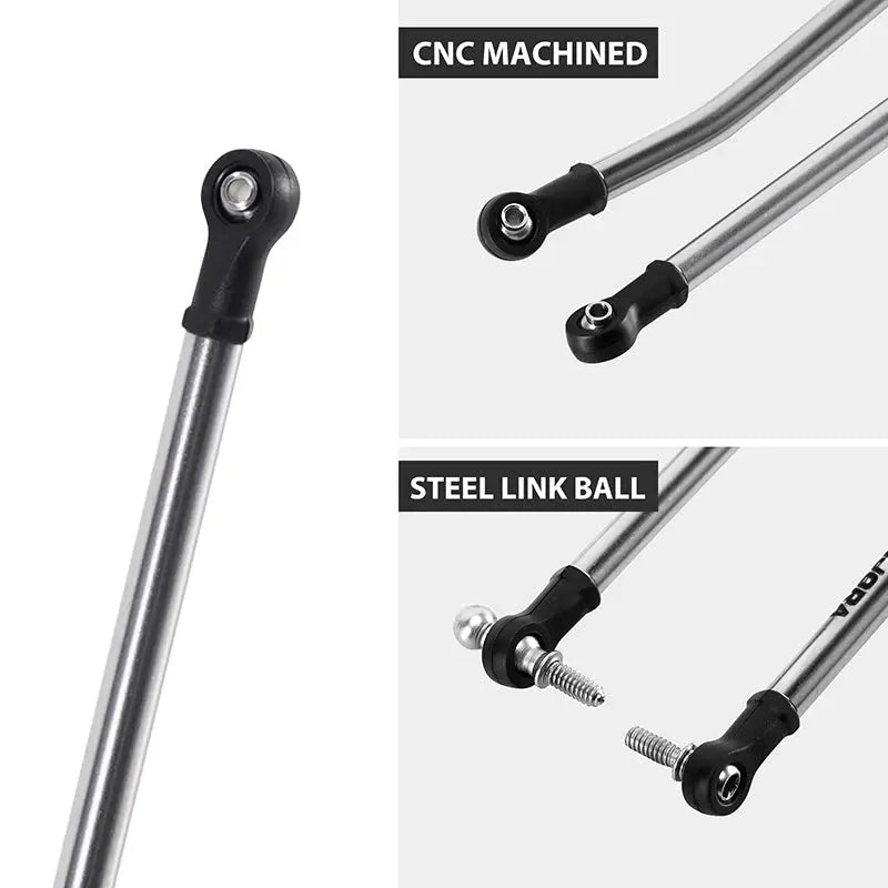 Kit de biellettes en acier inoxydable à grand dégagement Injora pour SCX30 1/30