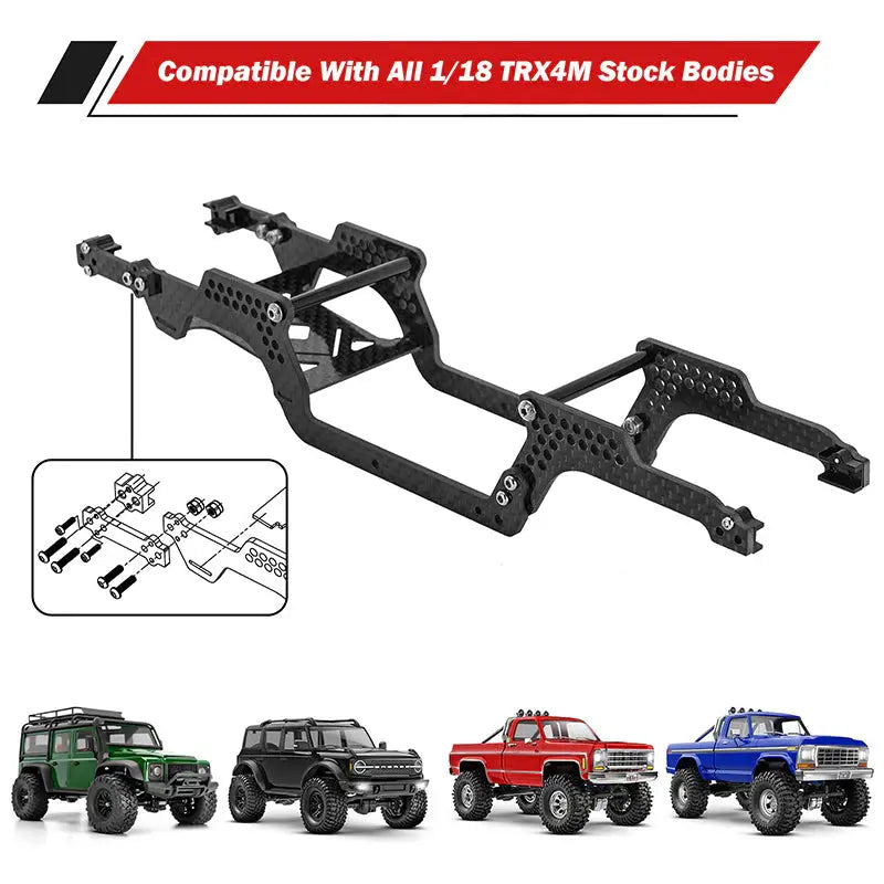 Kit de châssis universel INJORA LCG pour mise à niveau TRX4M 1/18 (aluminium) - Breizh Modélisme.