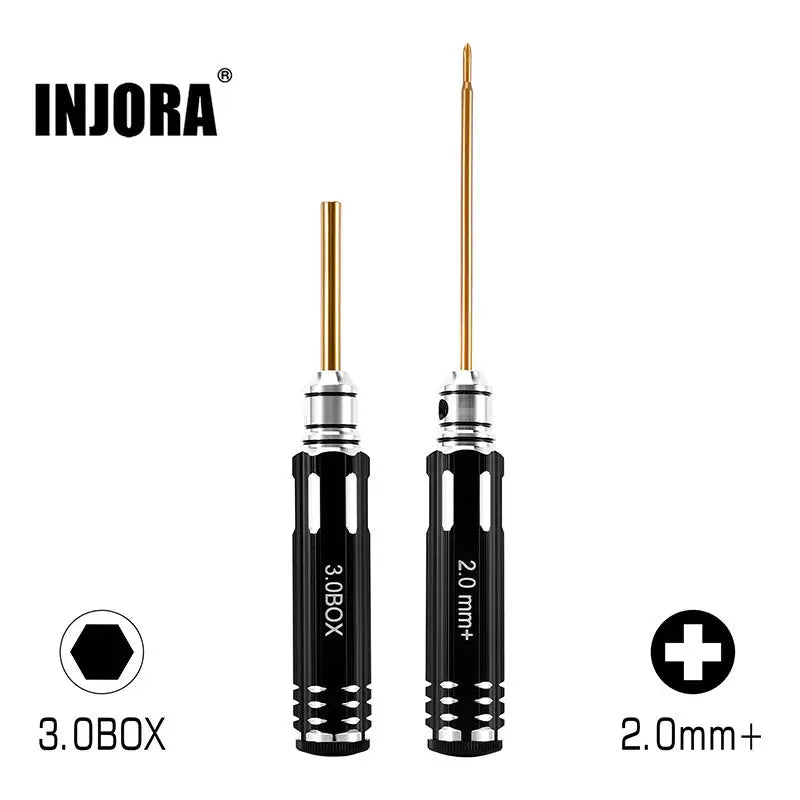 Tournevis cruciforme 2 mm + clé hexagonale 3 mm Injora pour Axial SCX30 1/30