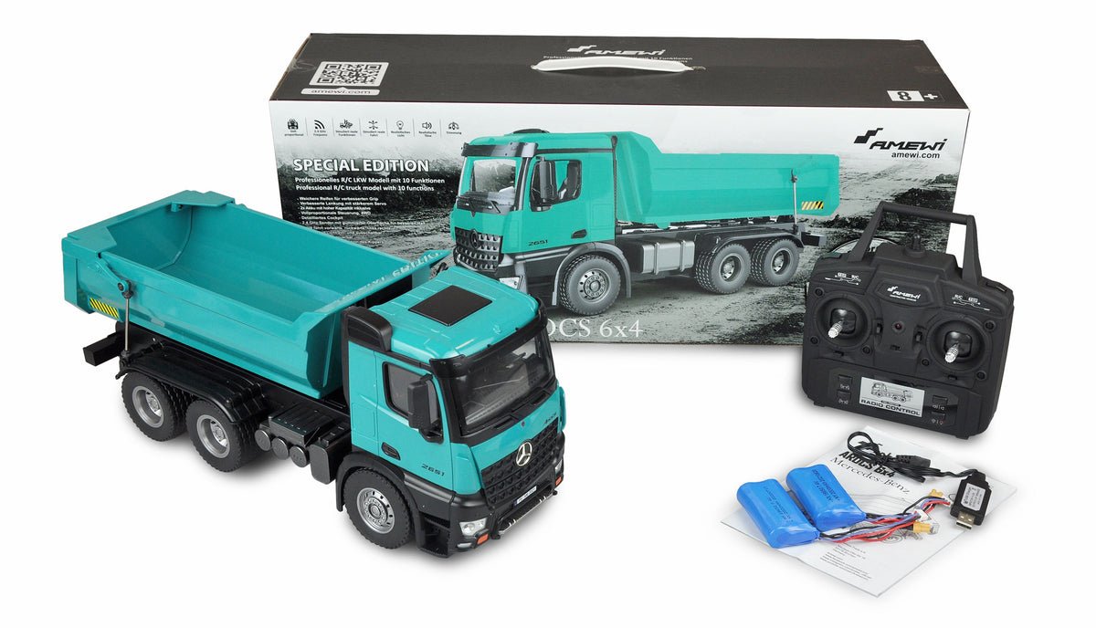 Camion RC en Métal Mercedes LKW Kipper PRO série PETROL" V2 - Amewi 22533
