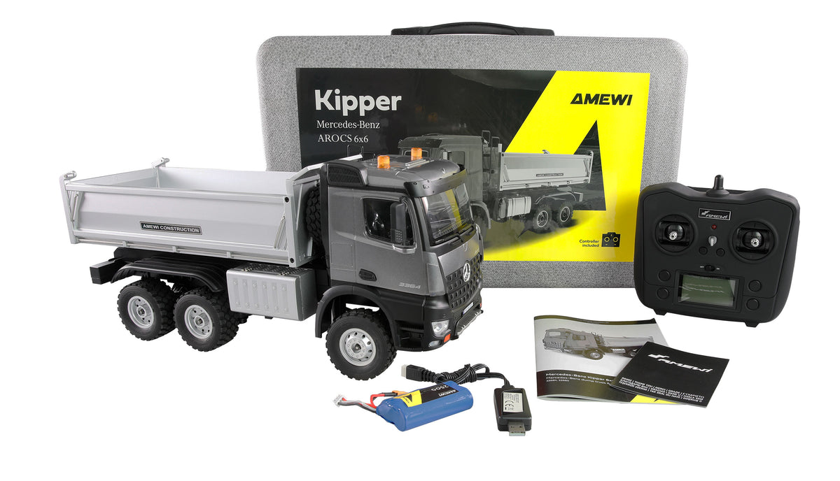 Camion RC Mercedes-Benz Arocs benne 6x6 RTR 1/14 gris 22685 - Breizh Modélisme.