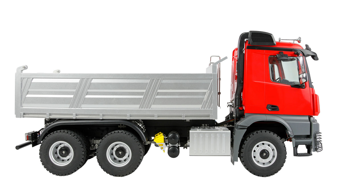 Camion de chantier RC full métal 6x6 Mercedes-Benz Arocs 1/14 rouge 22729 - Breizh Modélisme.