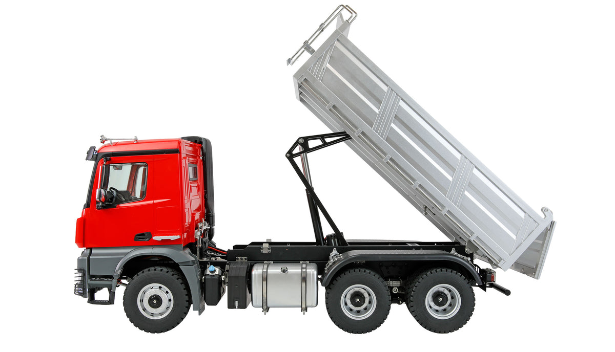 Camion de chantier RC full métal 6x6 Mercedes-Benz Arocs 1/14 rouge 22729 - Breizh Modélisme.