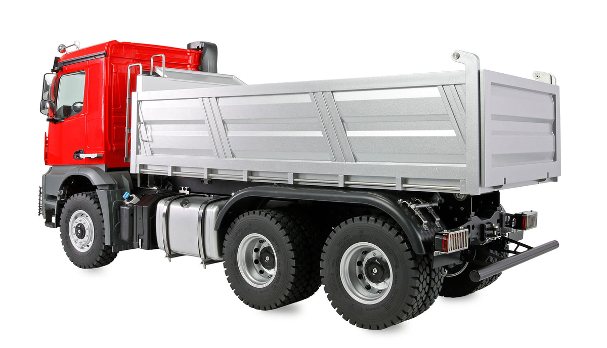 Camion de chantier RC full métal 6x6 Mercedes-Benz Arocs 1/14 rouge 22729 - Breizh Modélisme.