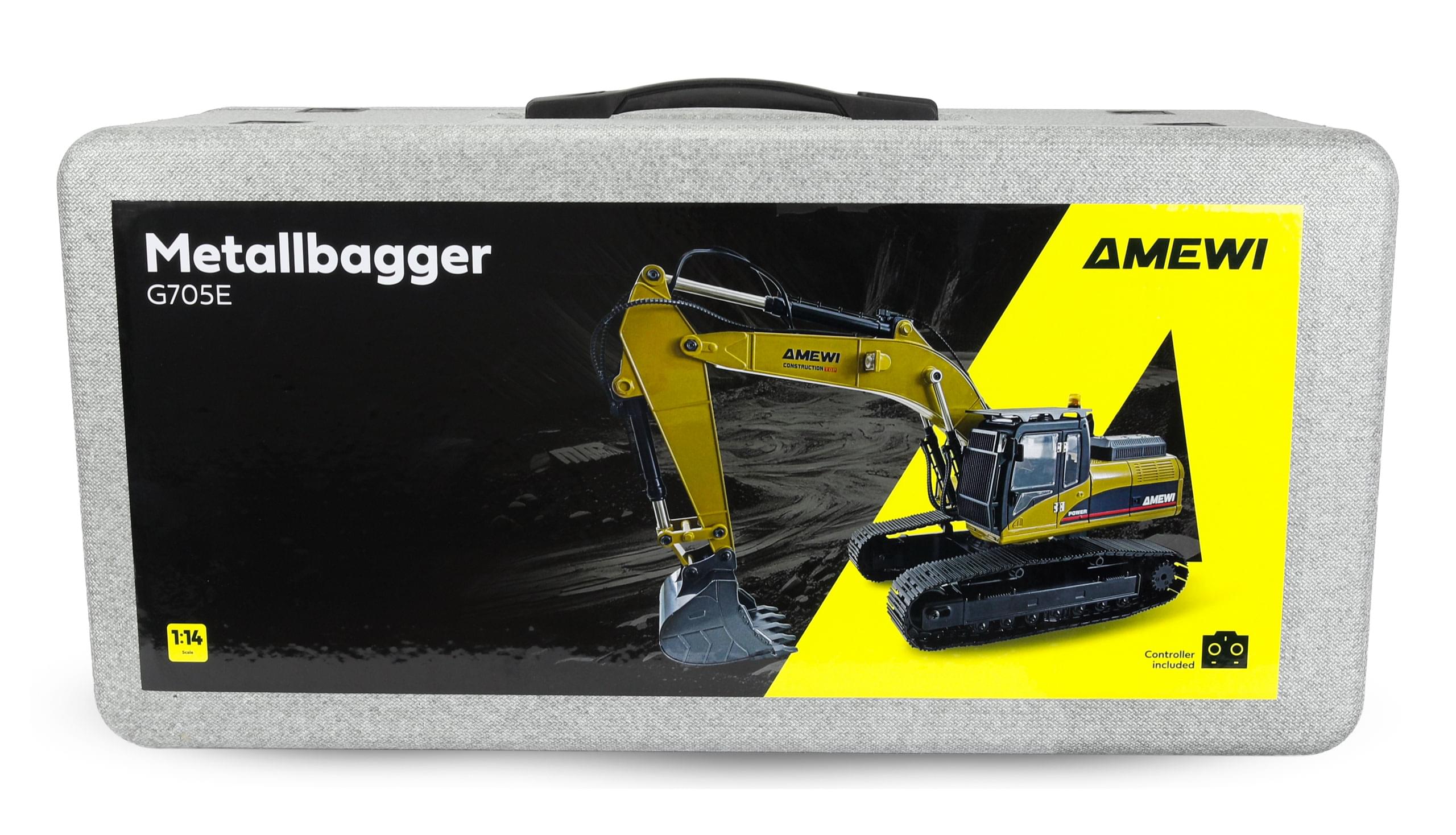 Pelleteuse en métal G705E 1:14 RTR jaune - 22732