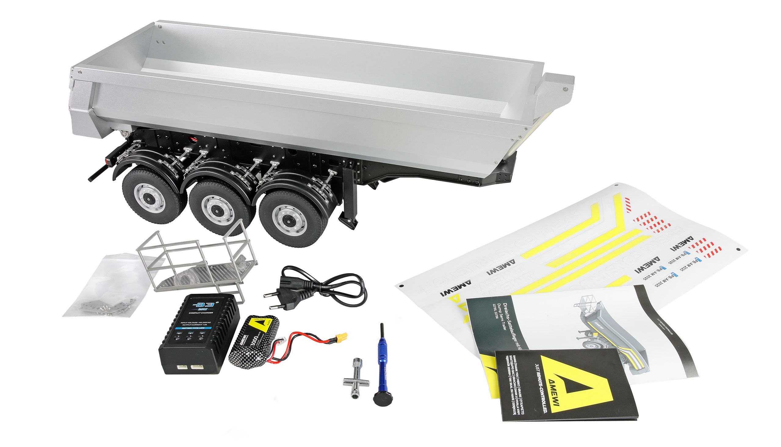 Remorque pour camion 1/14 Huina Scania Kabolite K770S métal gris (Amewi)