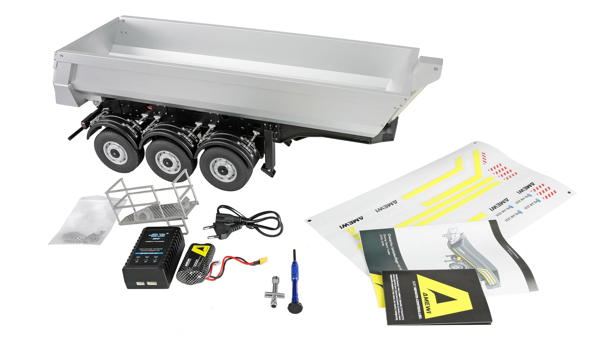 Remorque pour camion 1/14 Huina Scania Kabolite K770S métal gris (Amewi)