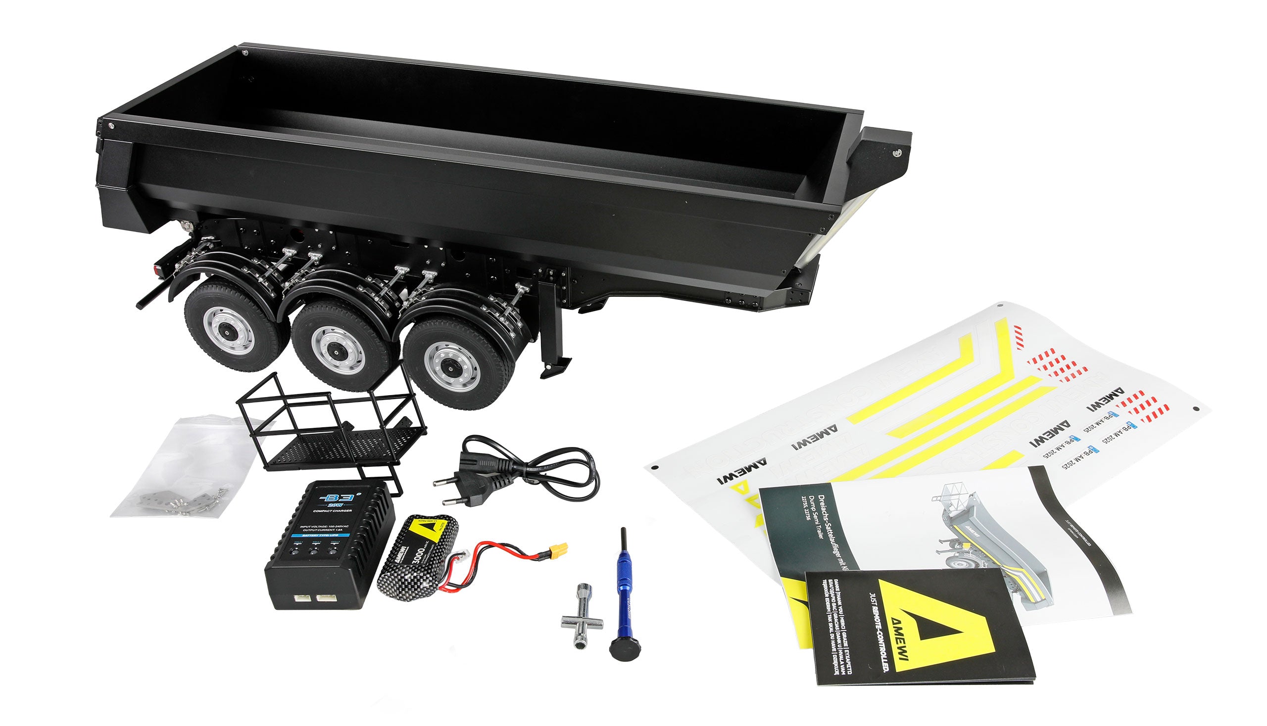 Remorque pour camion 1/14 Huina Scania Kabolite K770S métal noir (Amewi)