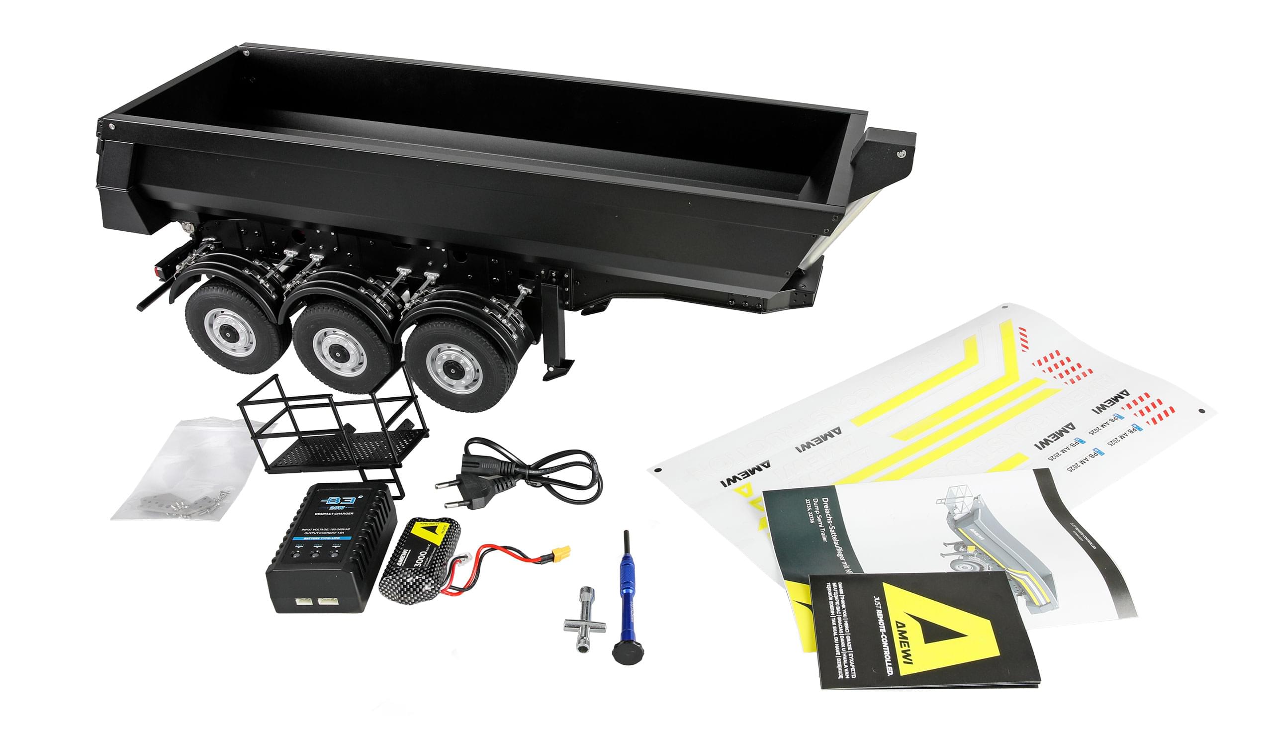 Remorque pour camion 1/14 Huina Scania Kabolite K770S métal noir (Amewi)