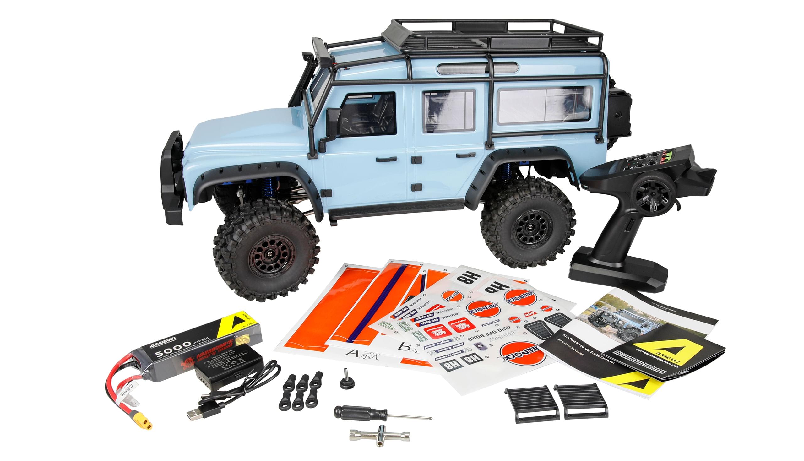 Crawler 1/8 brushless ALLRock H8 V2 RTR bleu/orange - 22766 - Breizh Modélisme.