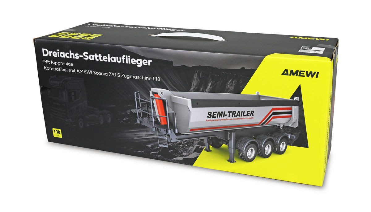 Amewi 22778 – Semi-remorque benne RC 1/18 grise pour Scania 770S - Breizh Modélisme.