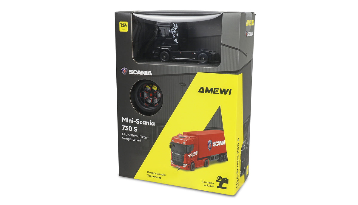 Mini Camion RC Scania 730 S 1/64 4x4 RTR avec remorque noir - Breizh Modélisme.