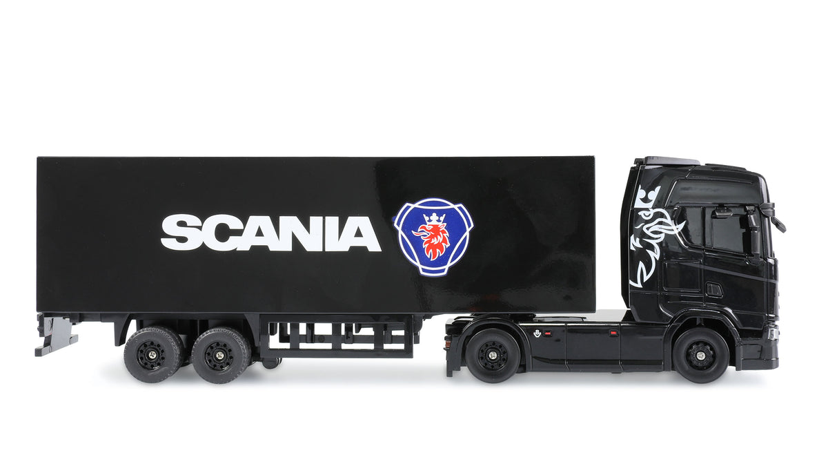 Mini Camion RC Scania 730 S 1/64 4x4 RTR avec remorque noir - Breizh Modélisme.