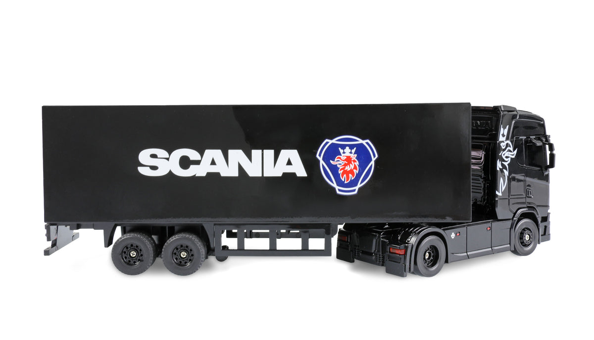 Mini Camion RC Scania 730 S 1/64 4x4 RTR avec remorque noir - Breizh Modélisme.