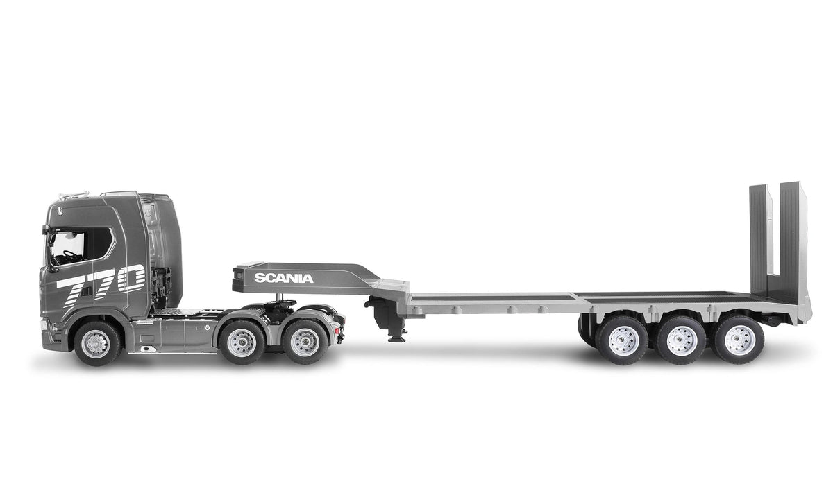 Amewi Scania 770S RC 1/24 gris avec remorque porte-engins (Copie) - Breizh Modélisme.