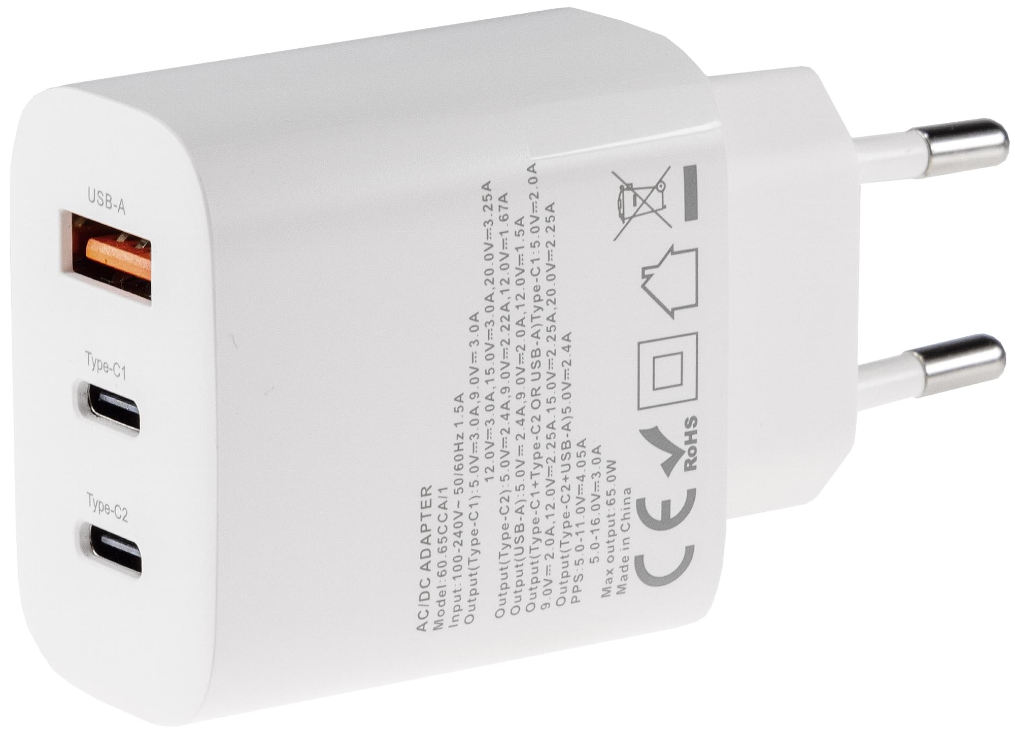 Adaptateur puissant 65W de haute qualité USB et USB-C