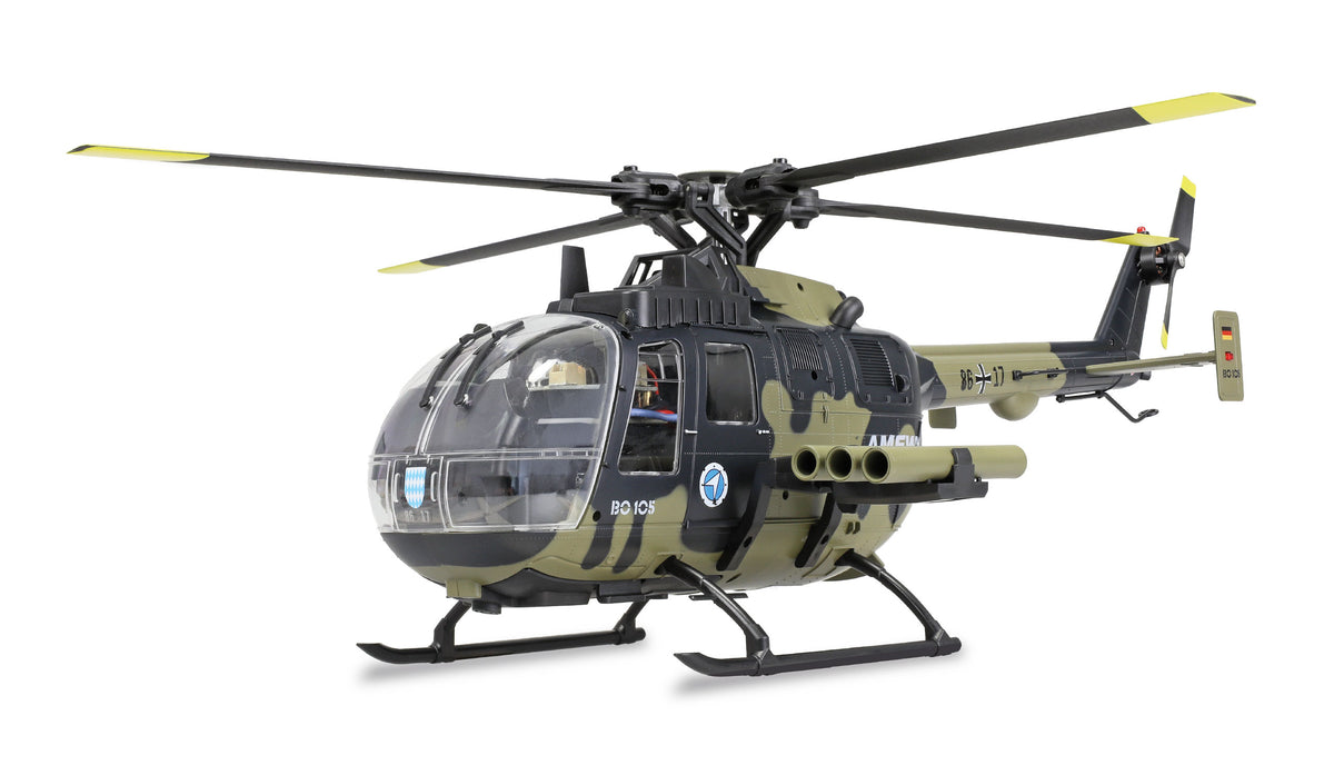 Hélicoptère RC Brushless Bo105 Militaire brushless RTF - Breizh Modélisme.