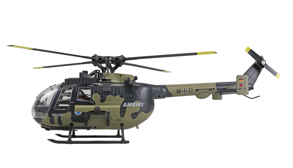 Hélicoptère RC Brushless Bo105 Militaire brushless RTF - Breizh Modélisme.