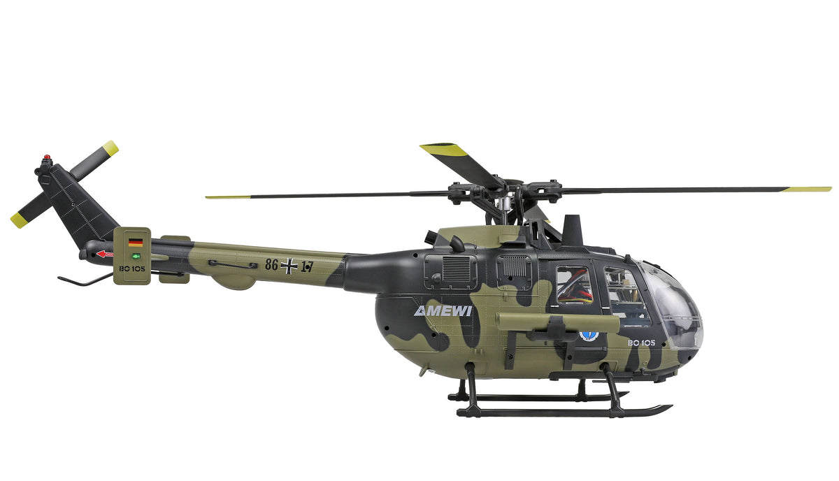 Hélicoptère RC Brushless Bo105 Militaire brushless RTF - Breizh Modélisme.
