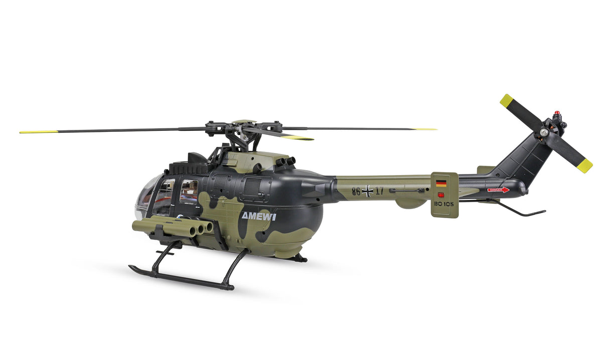 Hélicoptère RC Brushless Bo105 Militaire brushless RTF - Breizh Modélisme.