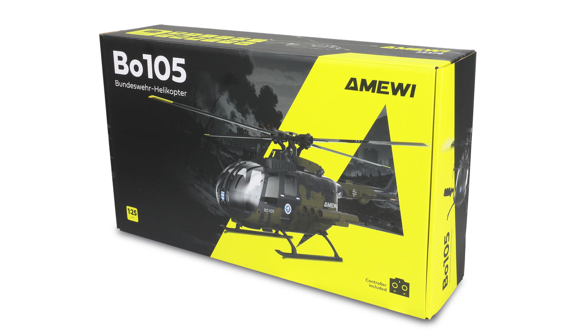 Hélicoptère RC Brushless Bo105 Militaire brushless RTF - Breizh Modélisme.