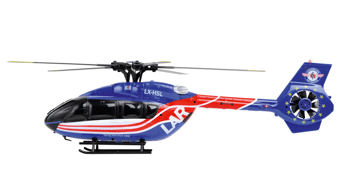 Hélicoptère RC Brushless Luxembourg Air Rescue H145 Amewi – 6 Canaux 6G RTF, Rotor 5 Pales - Breizh Modélisme.