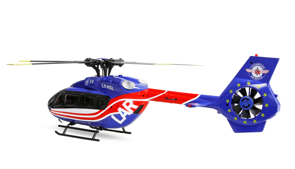 Hélicoptère RC Brushless Luxembourg Air Rescue H145 Amewi – 6 Canaux 6G RTF, Rotor 5 Pales - Breizh Modélisme.