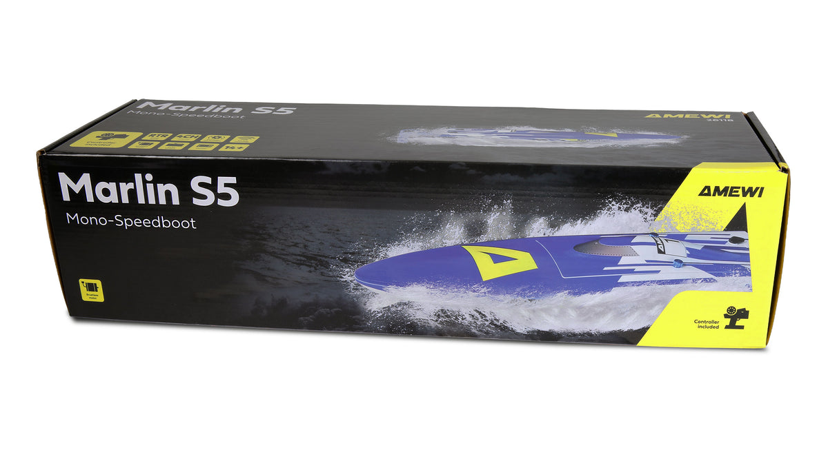 Bateau RC Amewi Marlin S5 Brushless Explorer Mono RTR bleu