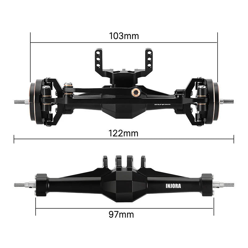 Axes diamant INJORA +4 mm avec fusées de direction en laiton pour TRX4M 1/18 - 4M-92BRFR - Breizh Modélisme.