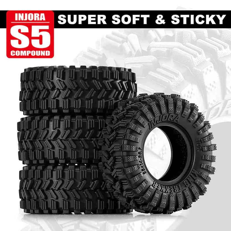 4 pneus Injora 0.7" 35*14mm King Trekker pour 1/30 SCX30
