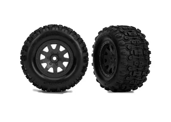 2 Pneus et jantes avant Sledgehammer / Mini Maxx noir satiné - 10771-STBLK